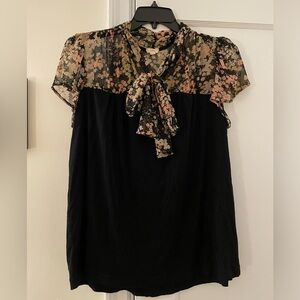 Anthro floral bow blouse